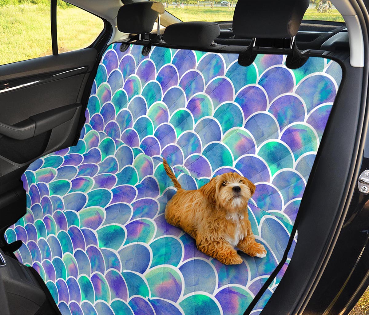 Sea Blue Mermaid Scales Pattern Print Pet Car Back Seat Cover