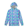 Sea Blue Mermaid Scales Pattern Print Pullover Hoodie