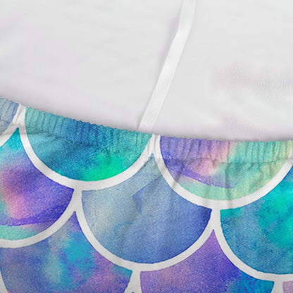 Sea Blue Mermaid Scales Pattern Print Sofa Cover