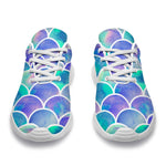 Sea Blue Mermaid Scales Pattern Print Sport Shoes GearFrost