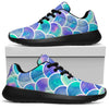 Sea Blue Mermaid Scales Pattern Print Sport Shoes GearFrost