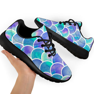 Sea Blue Mermaid Scales Pattern Print Sport Shoes GearFrost