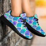 Sea Blue Mermaid Scales Pattern Print Sport Shoes GearFrost