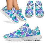 Sea Blue Mermaid Scales Pattern Print Sport Shoes GearFrost