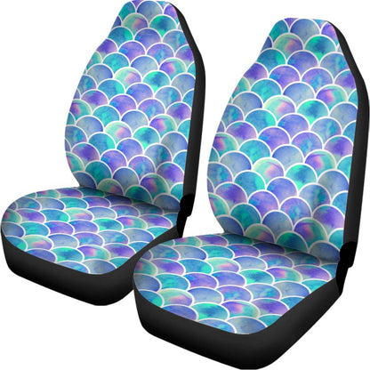Sea Blue Mermaid Scales Pattern Print Universal Fit Car Seat Covers