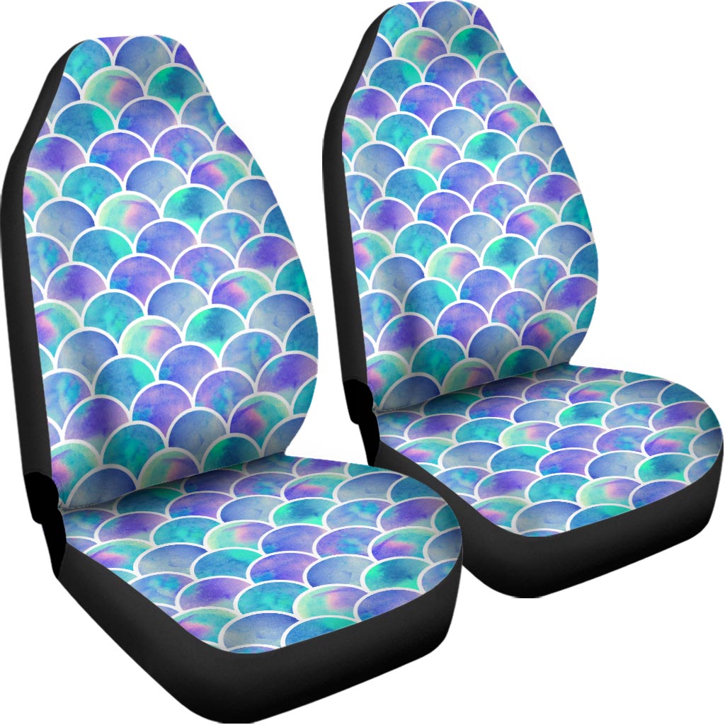 Sea Blue Mermaid Scales Pattern Print Universal Fit Car Seat Covers