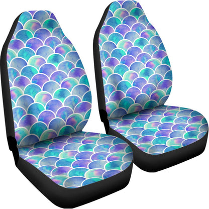 Sea Blue Mermaid Scales Pattern Print Universal Fit Car Seat Covers