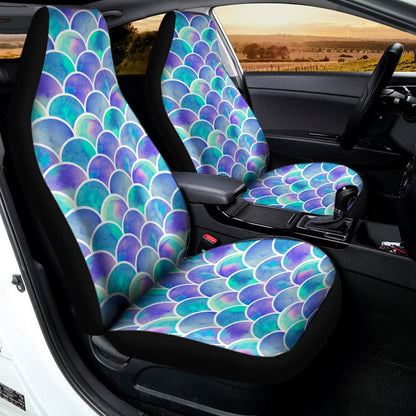 Sea Blue Mermaid Scales Pattern Print Universal Fit Car Seat Covers