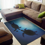 Sea Turtle Family Underwater Print Area Rug