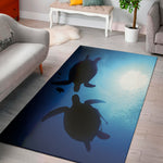 Sea Turtle Family Underwater Print Area Rug