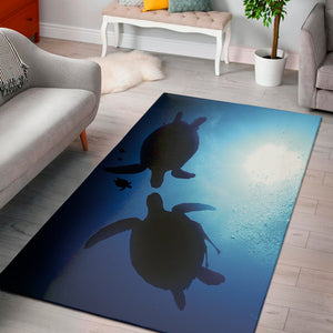 Sea Turtle Family Underwater Print Area Rug