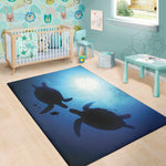 Sea Turtle Family Underwater Print Area Rug