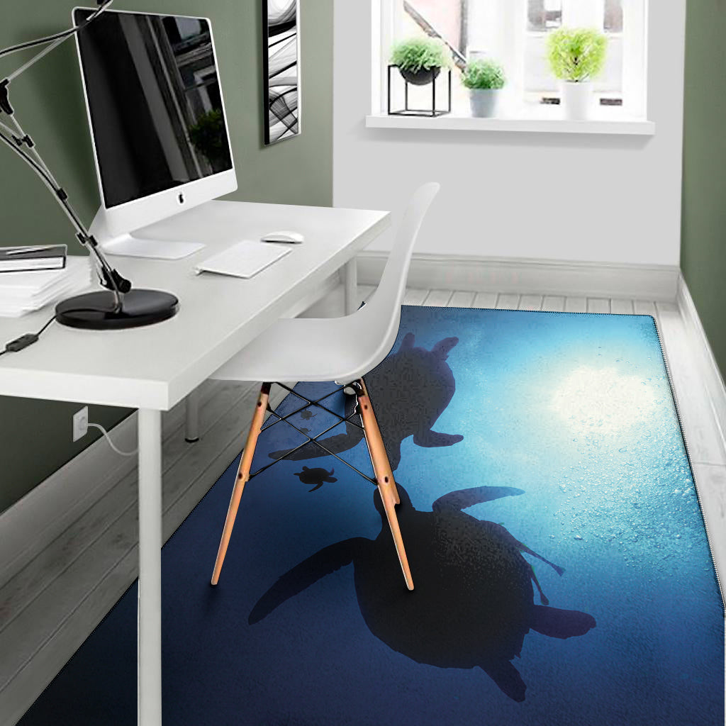 Sea Turtle Family Underwater Print Area Rug