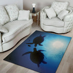 Sea Turtle Family Underwater Print Area Rug