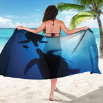 Sea Turtle Family Underwater Print Beach Sarong Wrap