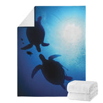 Sea Turtle Family Underwater Print Blanket