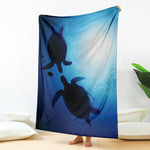 Sea Turtle Family Underwater Print Blanket