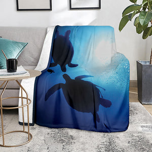 Sea Turtle Family Underwater Print Blanket