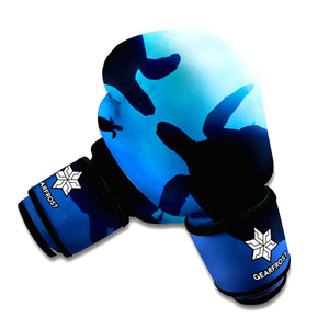 Sea Turtle Family Underwater Print Boxing Gloves