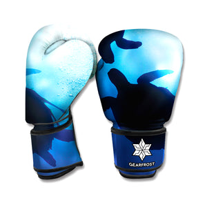 Sea Turtle Family Underwater Print Boxing Gloves