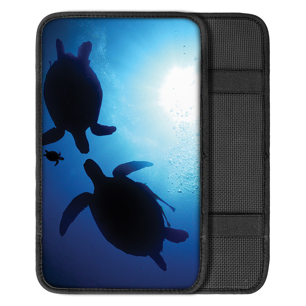 Sea Turtle Family Underwater Print Car Center Console Cover