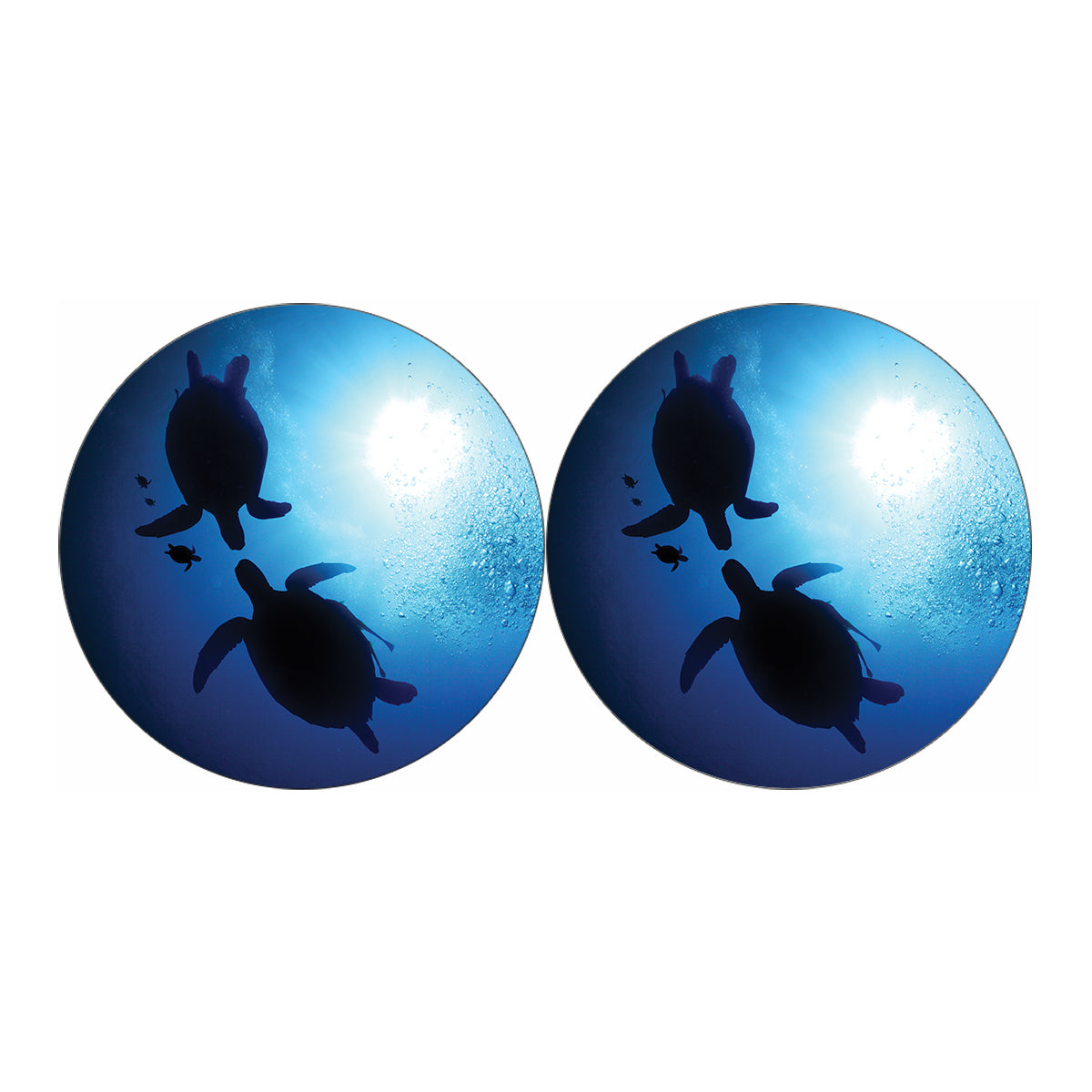 Sea Turtle Family Underwater Print Car Coasters