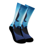 Sea Turtle Family Underwater Print Crew Socks
