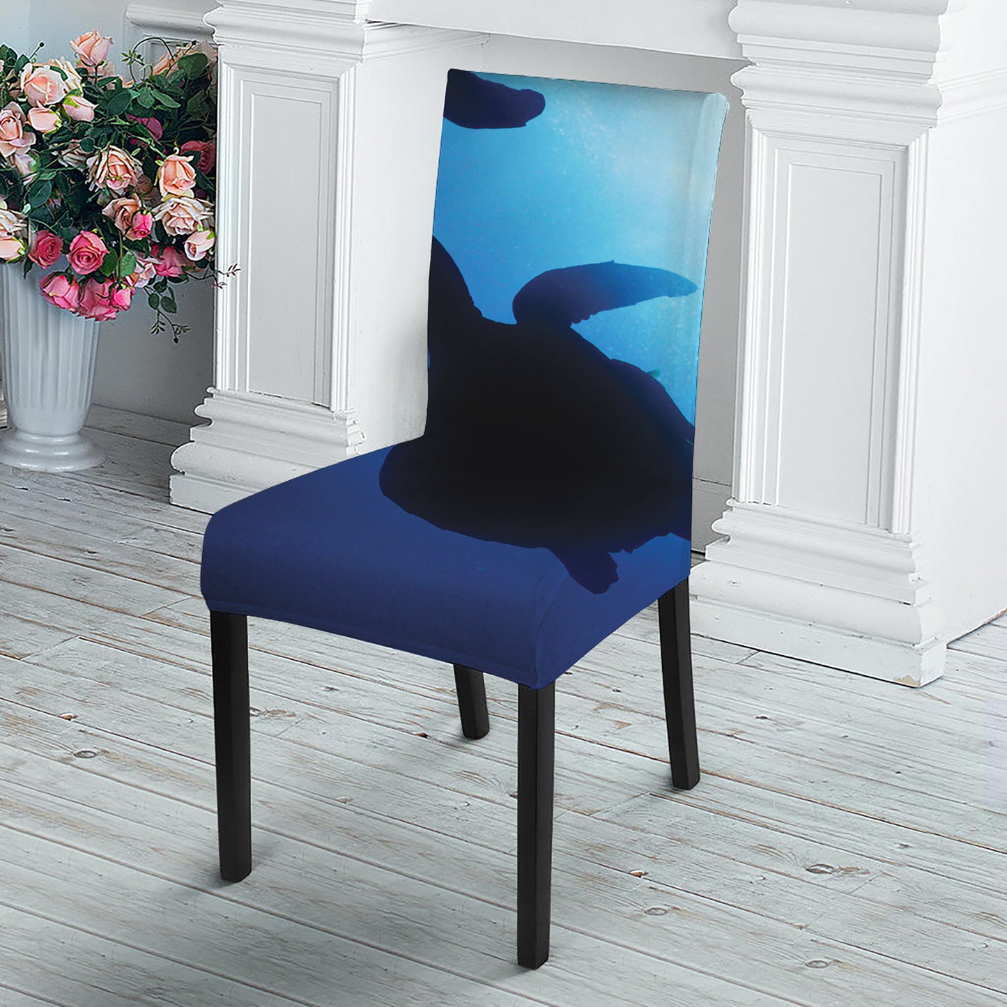 Sea Turtle Family Underwater Print Dining Chair Slipcover