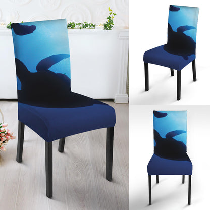 Sea Turtle Family Underwater Print Dining Chair Slipcover