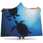 Sea Turtle Family Underwater Print Hooded Blanket