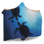 Sea Turtle Family Underwater Print Hooded Blanket