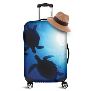 Sea Turtle Family Underwater Print Luggage Cover