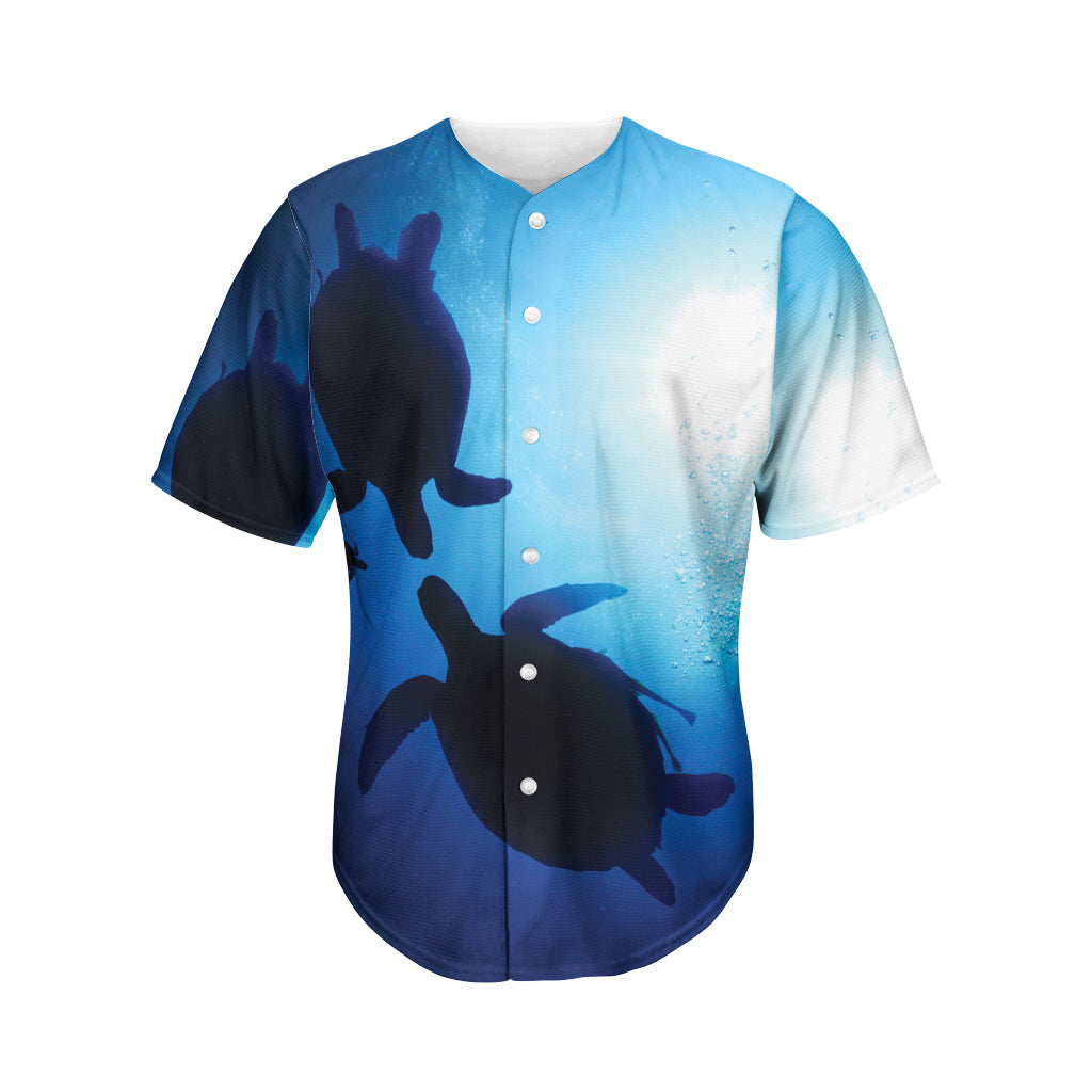 Sea Turtle Family Underwater Print Men's Baseball Jersey