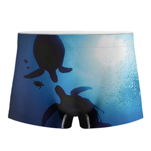 Sea Turtle Family Underwater Print Men's Boxer Briefs