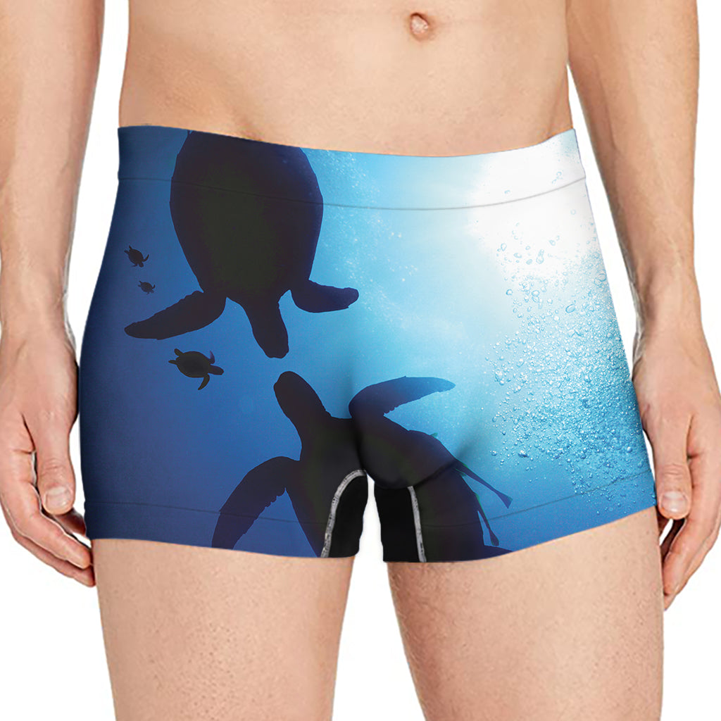 Sea Turtle Family Underwater Print Men's Boxer Briefs