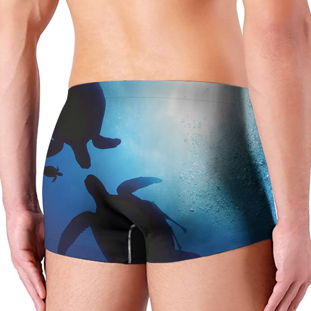 Sea Turtle Family Underwater Print Men's Boxer Briefs