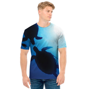 Sea Turtle Family Underwater Print Men's T-Shirt