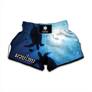 Sea Turtle Family Underwater Print Muay Thai Boxing Shorts