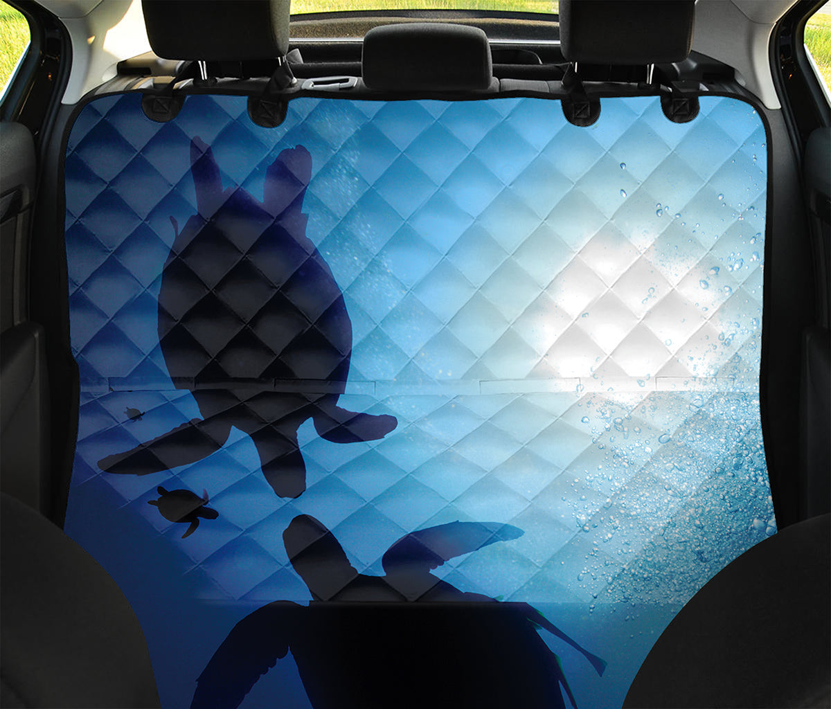 Sea Turtle Family Underwater Print Pet Car Back Seat Cover