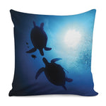Sea Turtle Family Underwater Print Pillow Cover