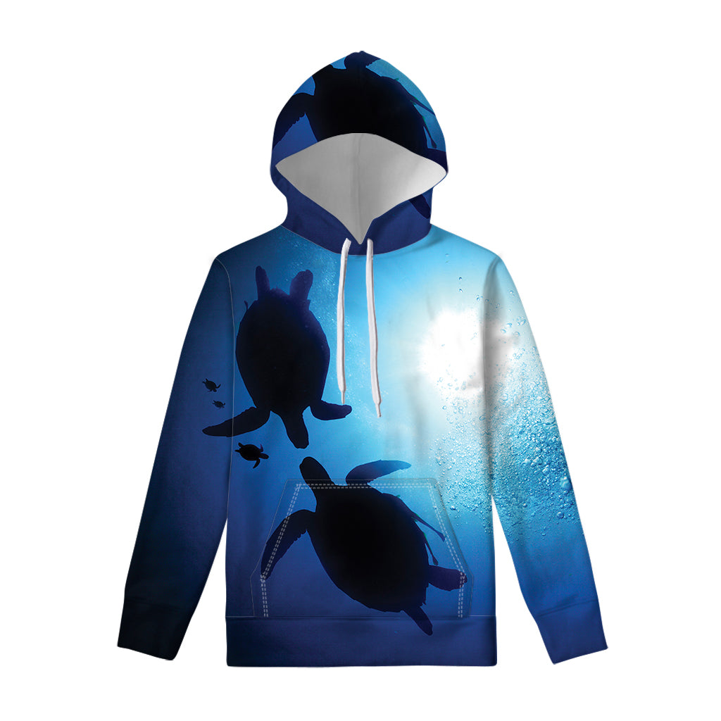 Sea Turtle Family Underwater Print Pullover Hoodie