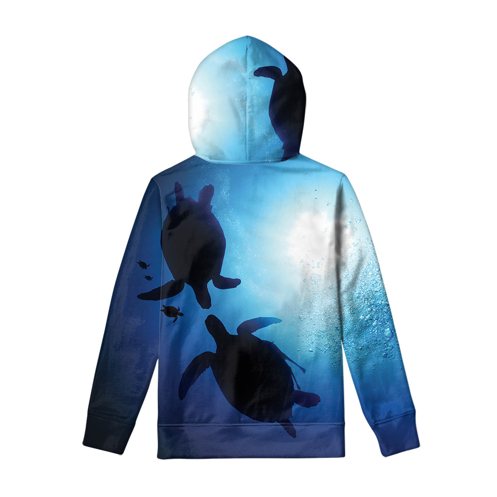 Sea Turtle Family Underwater Print Pullover Hoodie