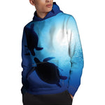 Sea Turtle Family Underwater Print Pullover Hoodie