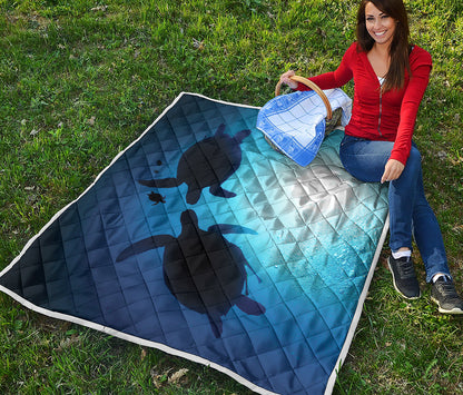Sea Turtle Family Underwater Print Quilt
