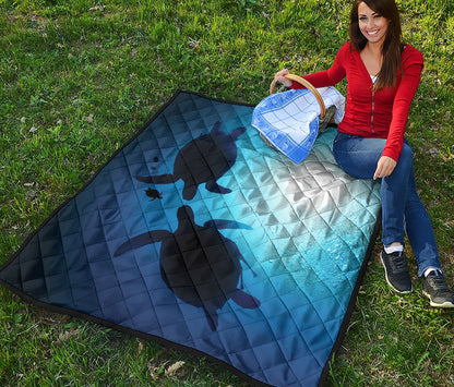 Sea Turtle Family Underwater Print Quilt