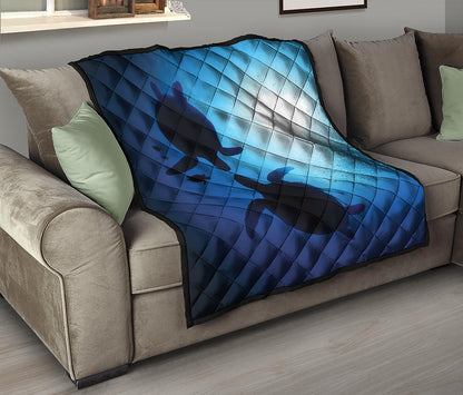 Sea Turtle Family Underwater Print Quilt