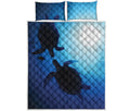 Sea Turtle Family Underwater Print Quilt Bed Set