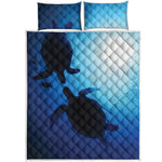 Sea Turtle Family Underwater Print Quilt Bed Set