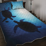 Sea Turtle Family Underwater Print Quilt Bed Set