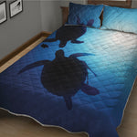 Sea Turtle Family Underwater Print Quilt Bed Set
